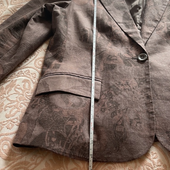 Dusty Plum Linen Blend Abstract Print Boyfriend Blazer EUC - Picture 9 of 16